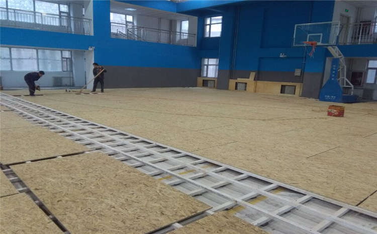 柞木排球館木地板安裝工藝